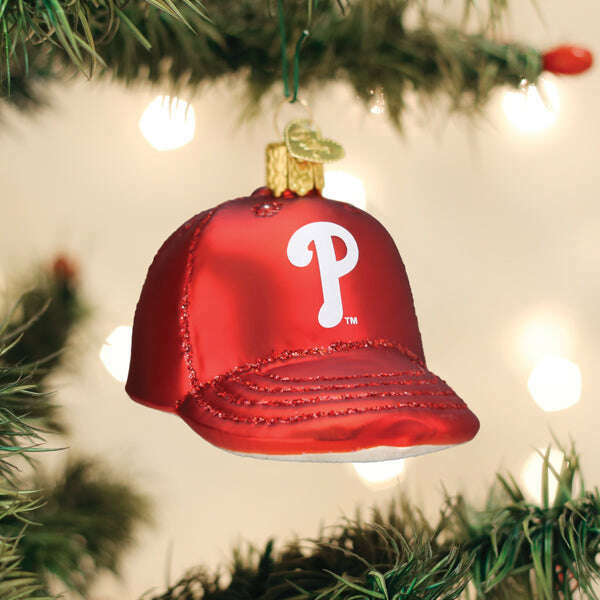 Old World Christmas Phillies Baseball Cap Blown Glass Ornament