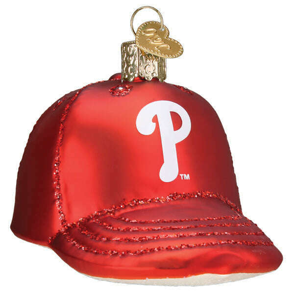 Old World Christmas Phillies Baseball Cap Blown Glass Ornament