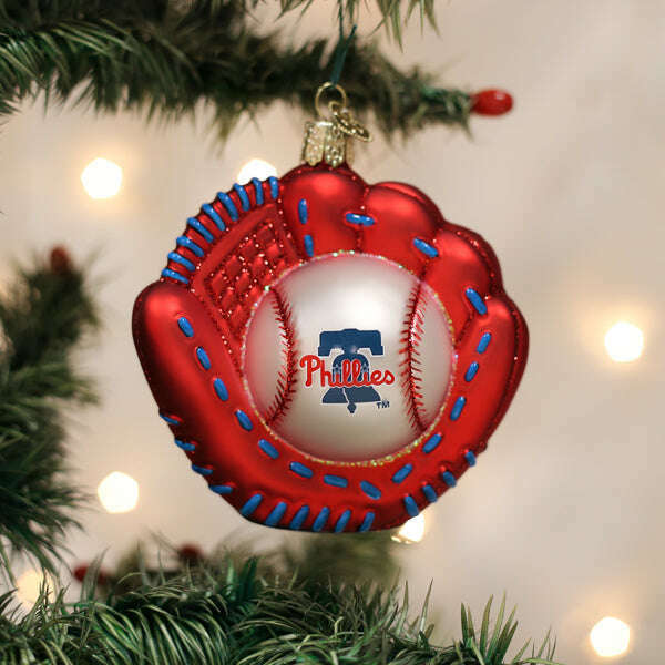 Old World Christmas Phillies Baseball Mitt Blown Glass Ornament