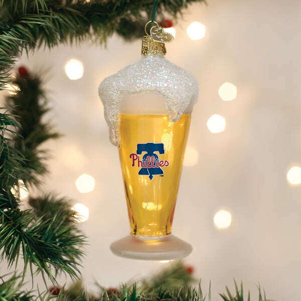 Old World Christmas Phillies Glass of Beer Blown Glass Ornament