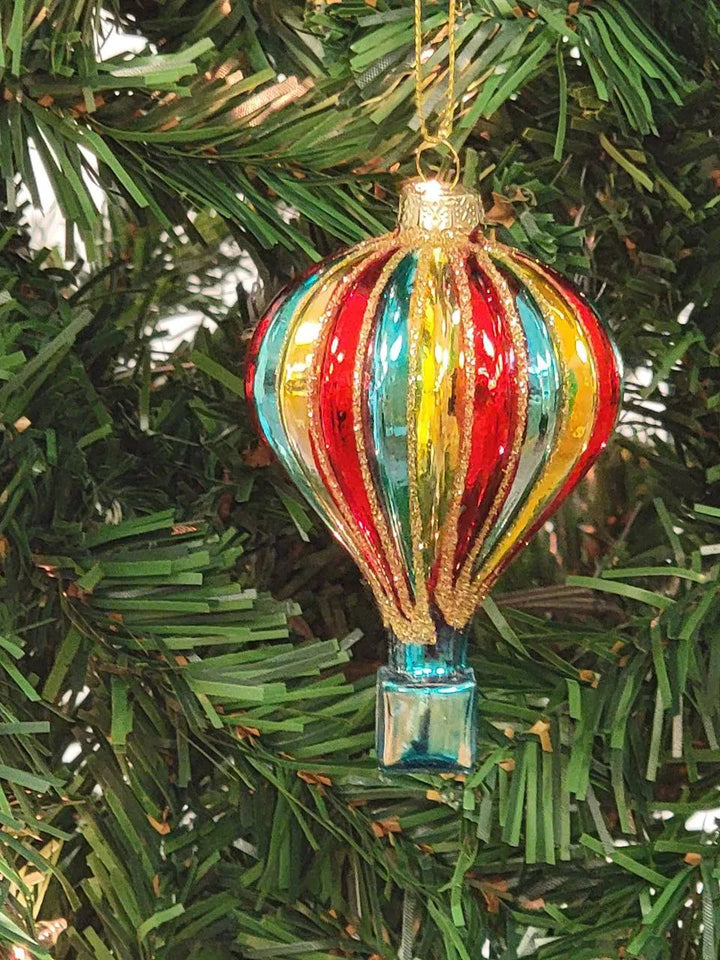 Multicolored Hot Air Balloon Glass Christmas Ornament F07M7-34-LH76-23074