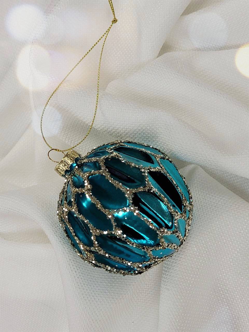 Blue Ice Glass Ball Christmas Ornament F07M7-16(LH76-23047)