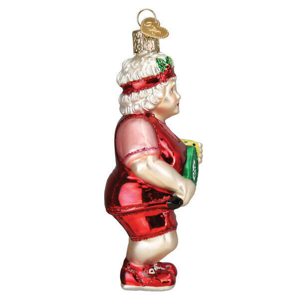 Old World Christmas Pickleball Mrs. Claus Blown Glass Ornament