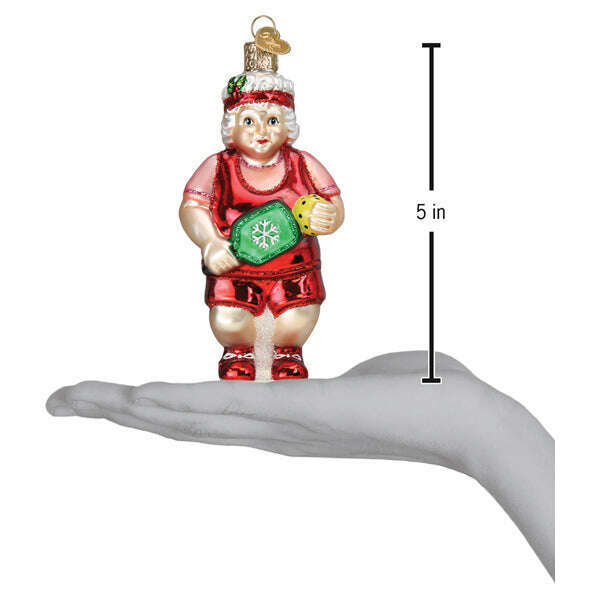 Old World Christmas Pickleball Mrs. Claus Blown Glass Ornament