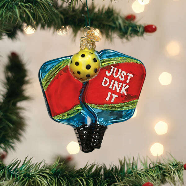 Old World Christmas Pickleball Paddles Blown Glass Ornament