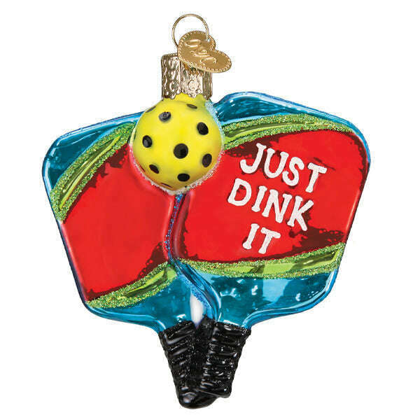 Old World Christmas Pickleball Paddles Blown Glass Ornament