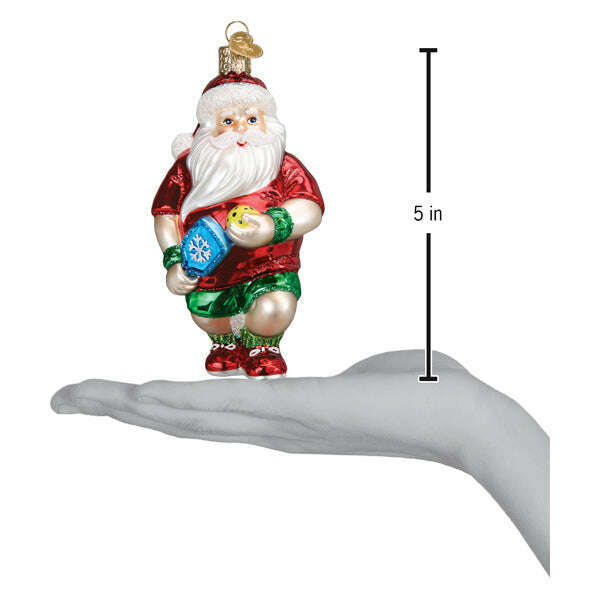 Old World Christmas Pickleball Santa Blown Glass Ornament
