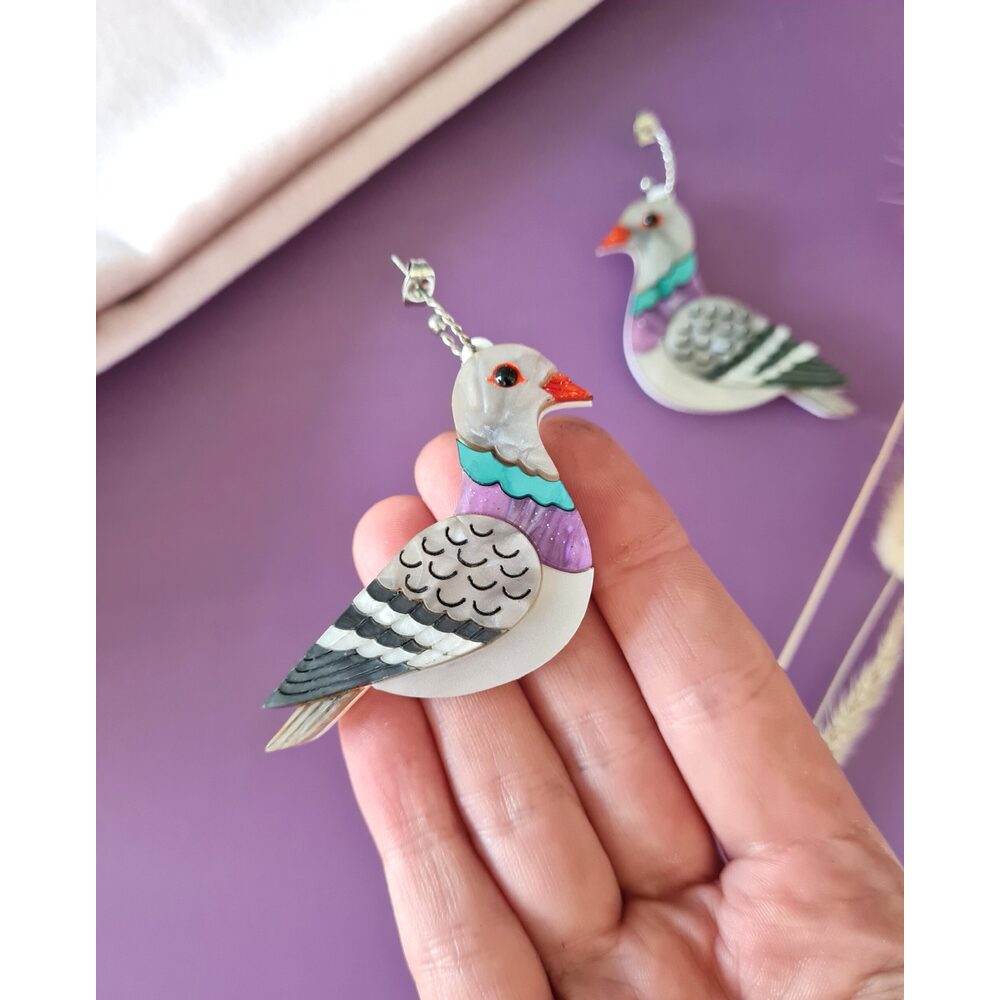Pigeon Earrings by Cherryloco Jewellery 1