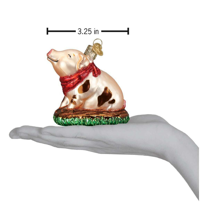 Old World Christmas Piggy In The Puddle Blown Glass Ornament