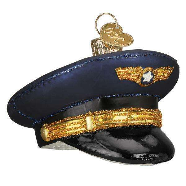 Old World Christmas Pilot's Cap Blown Glass Ornament