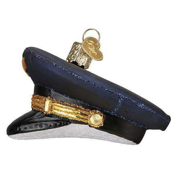 Old World Christmas Pilot's Cap Blown Glass Ornament