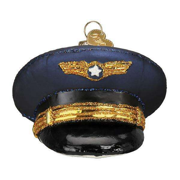 Old World Christmas Pilot's Cap Blown Glass Ornament