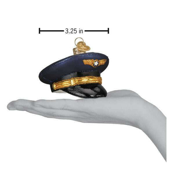 Old World Christmas Pilot's Cap Blown Glass Ornament