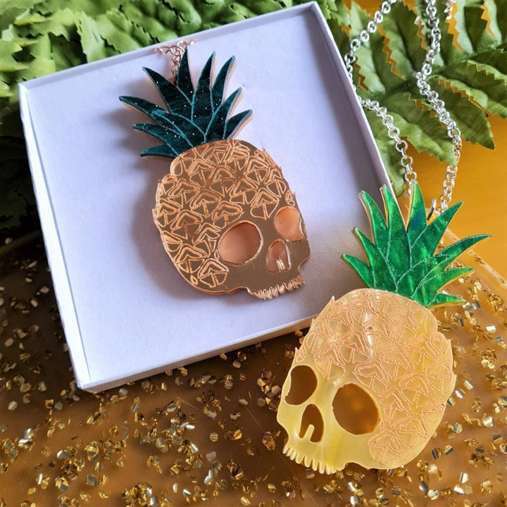 Pineapple Skull Necklace 