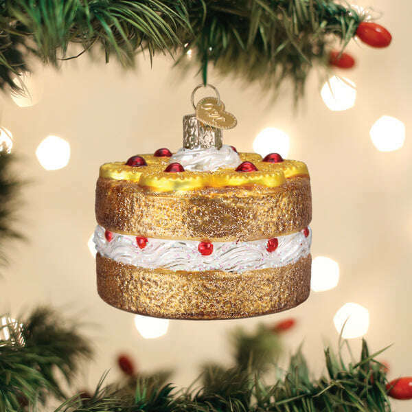 Old World Christmas Pineapple Upsidedown Cake Blown Glass Ornament