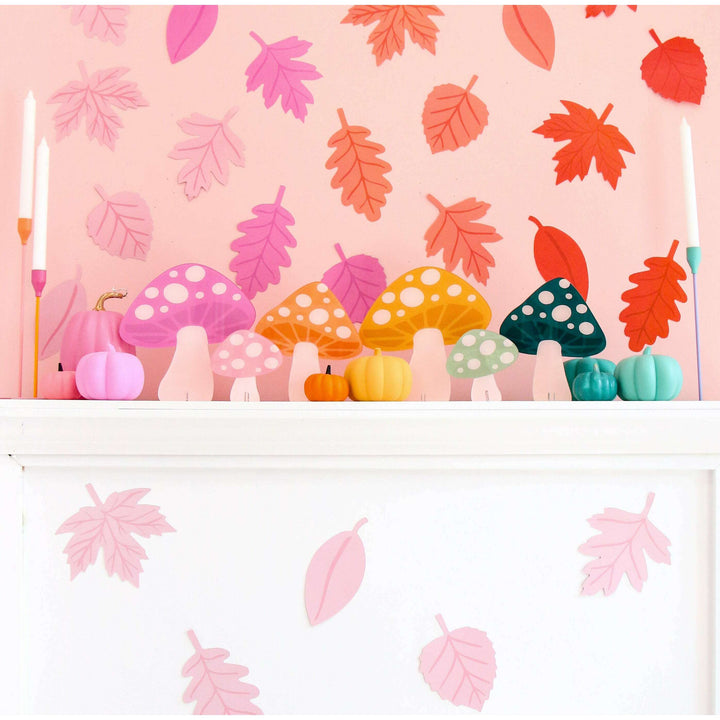 Pink and Coral Paper Fall Leaves
