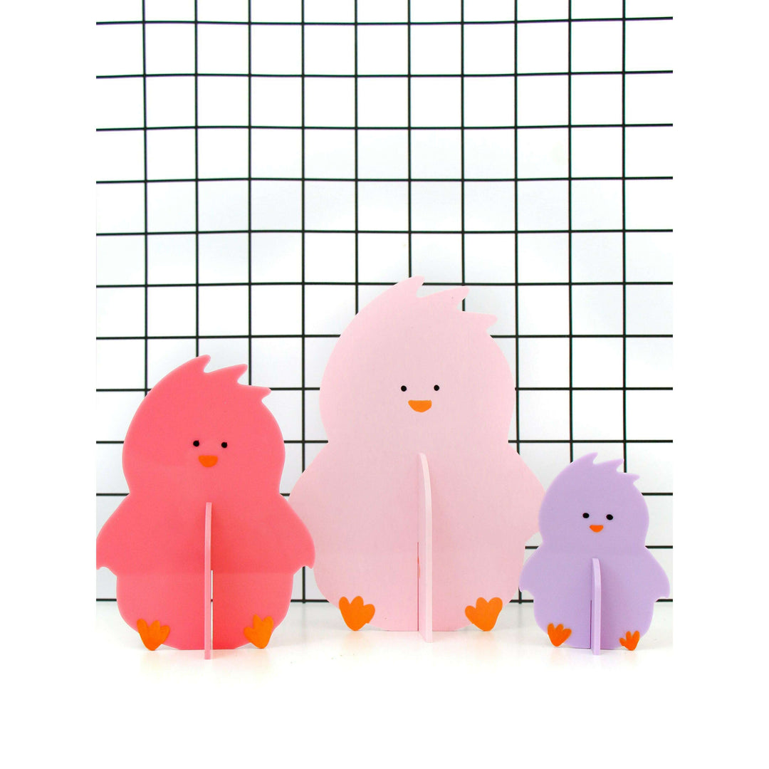 Pink and Lavender Acrylic Chick Decorations