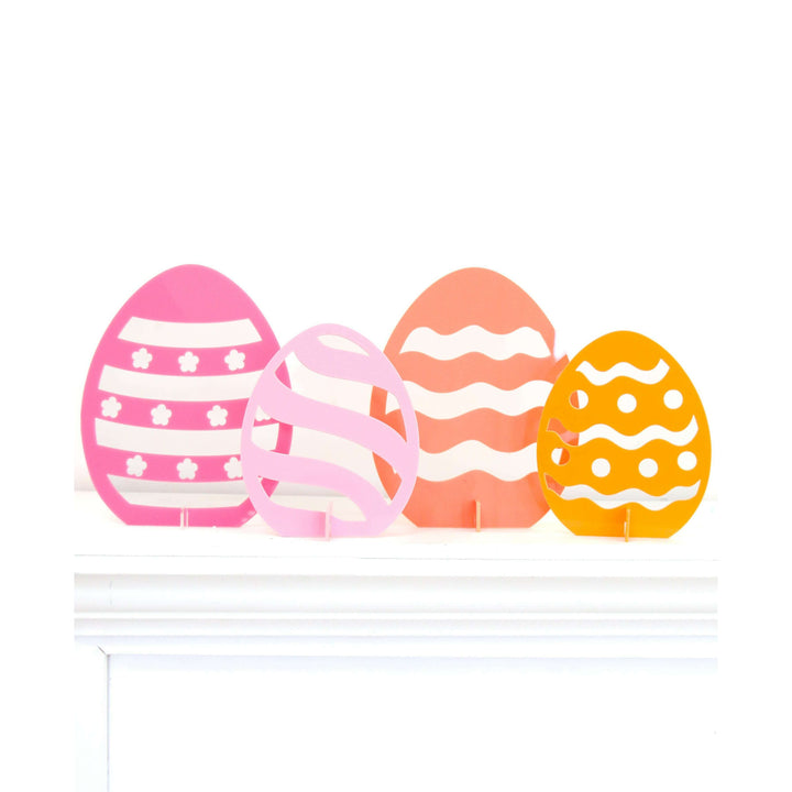Pink and orange acrylic Easter egg standing decor