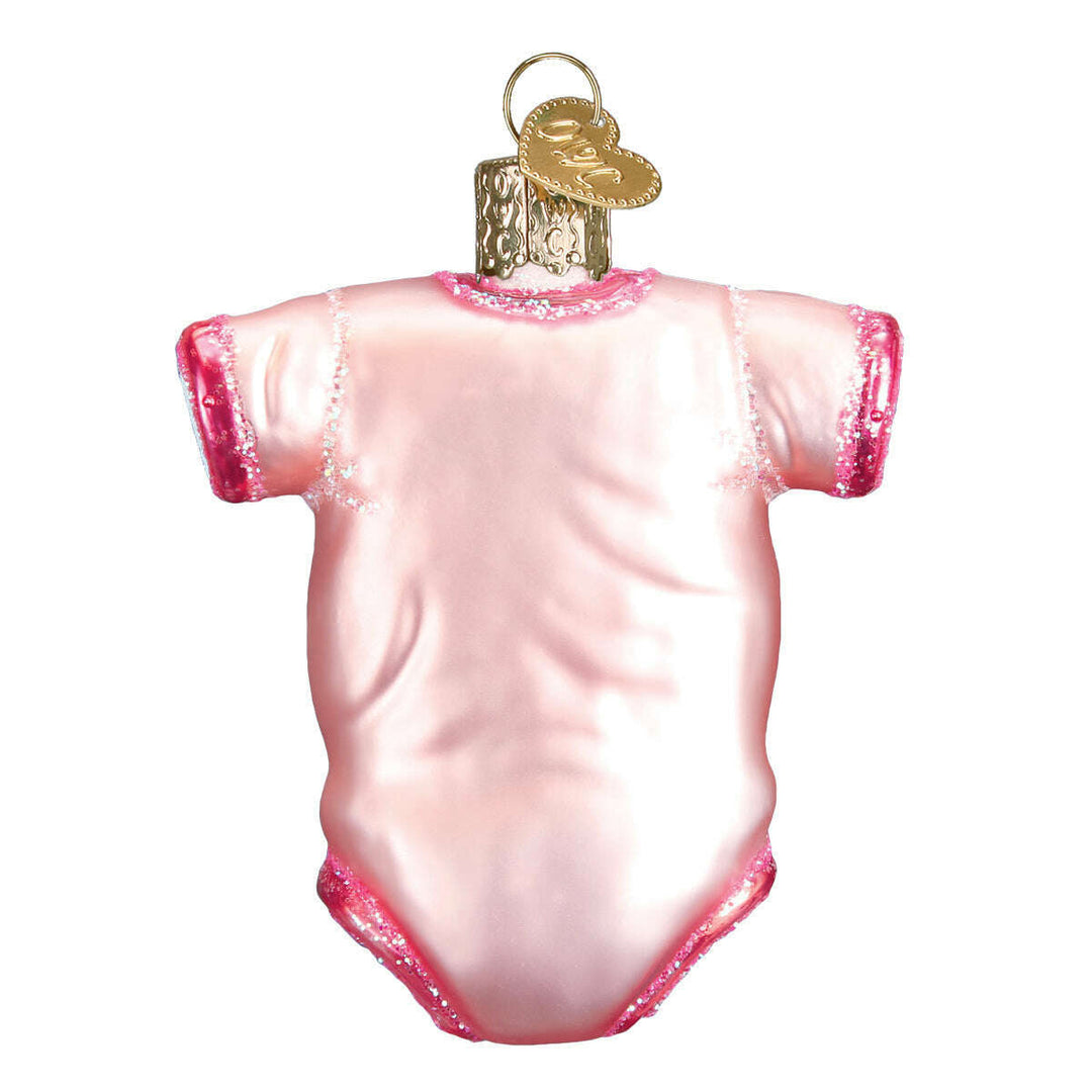 Old World Christmas Pink Baby Onesie Blown Glass Ornament