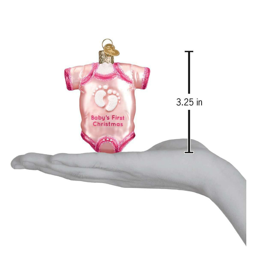 Old World Christmas Pink Baby Onesie Blown Glass Ornament