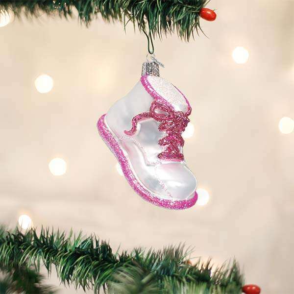 Old World Christmas Pink Baby Shoe Blown Glass Ornament
