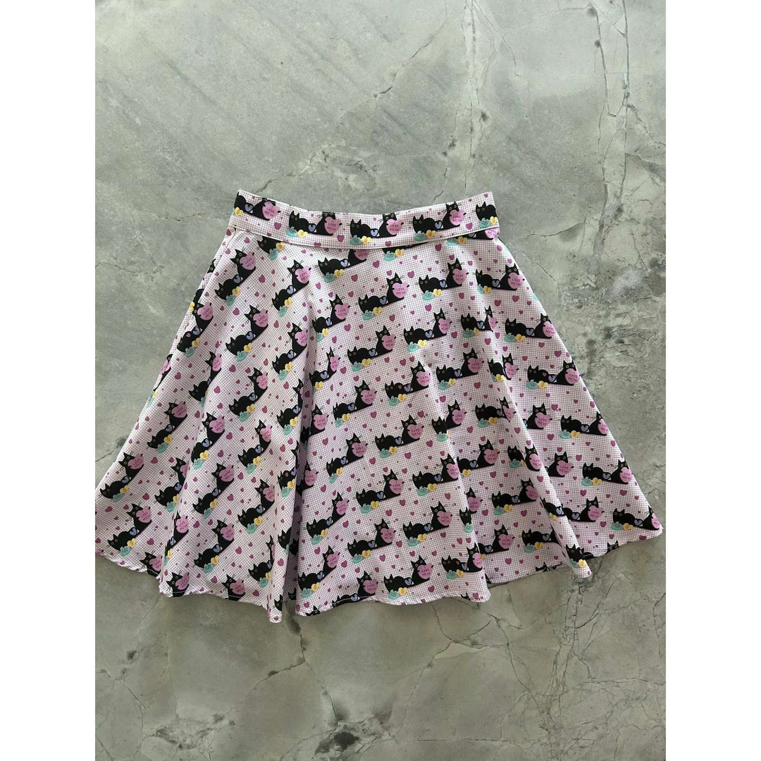 Pink Cats Skater Skirt