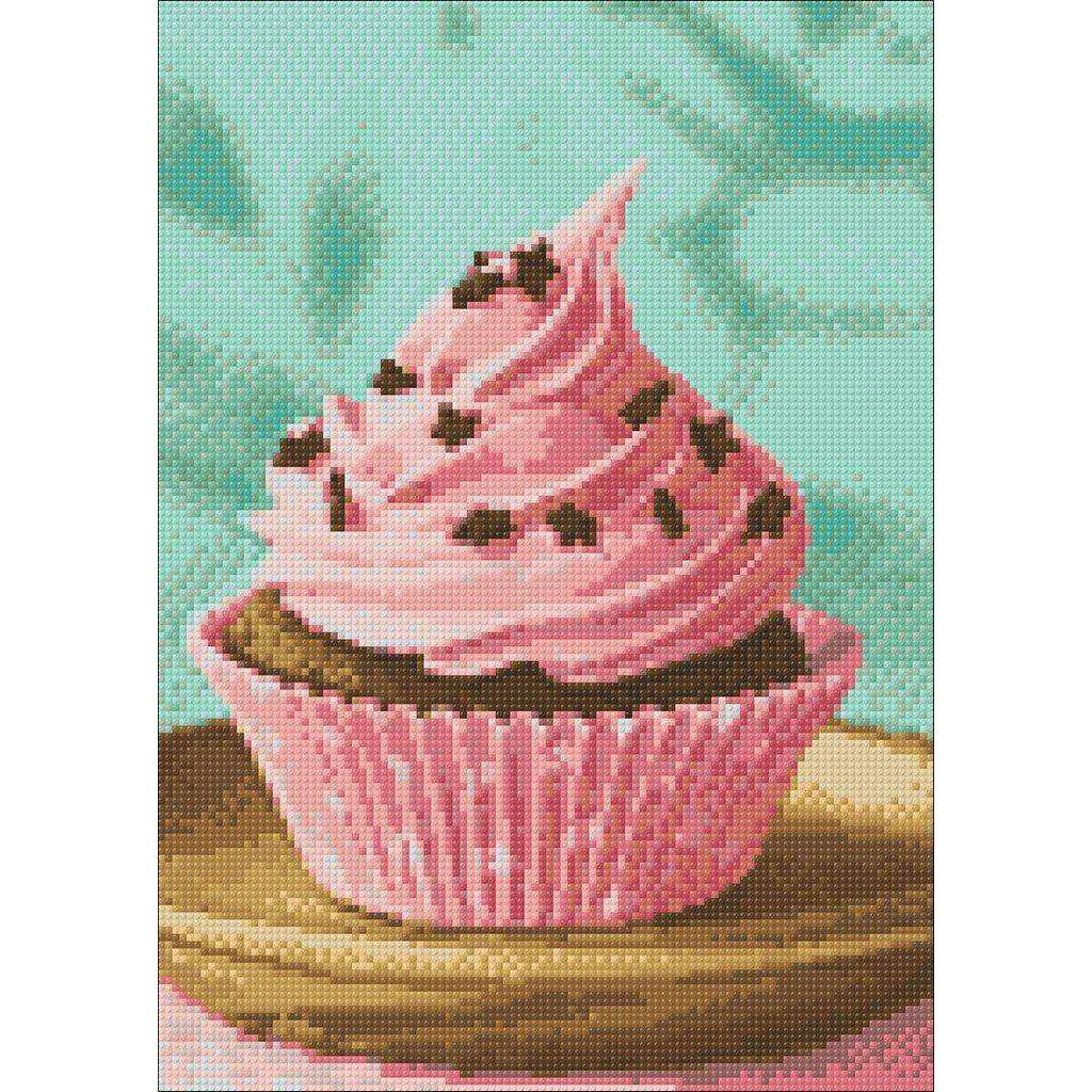 Pink Cupcake WD042 10.6 x 14.9 inches Wizardi Diamond Painting Kit