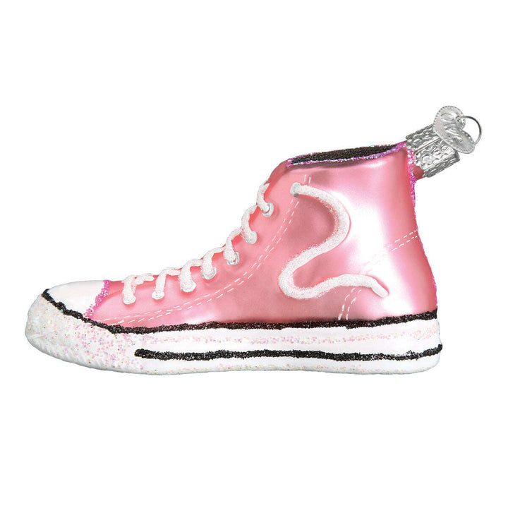 Old World Christmas Pink High-Top Sneaker Blown Glass Ornament