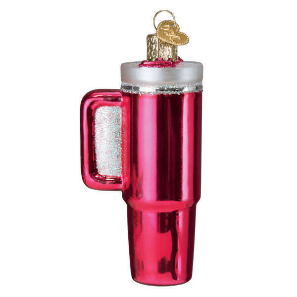 Old World Christmas Pink Kringle Cup Blown Glass Ornament