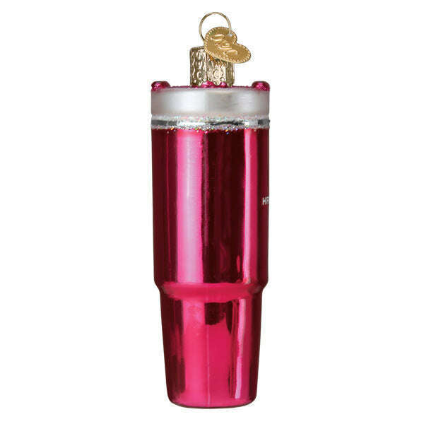 Old World Christmas Pink Kringle Cup Blown Glass Ornament