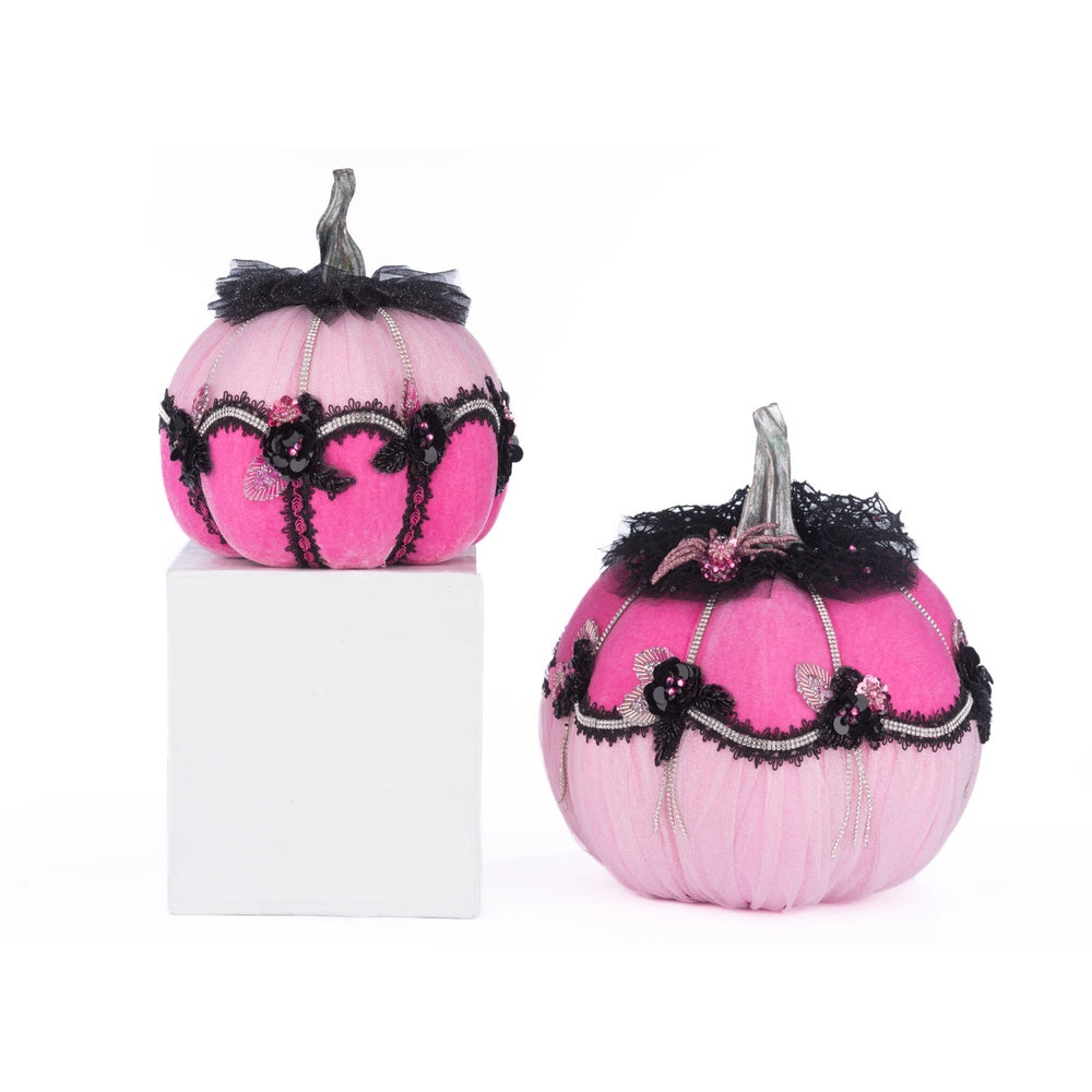 Pink Passion Floral Pumpkins Set of 2 by Katherine's Collection 