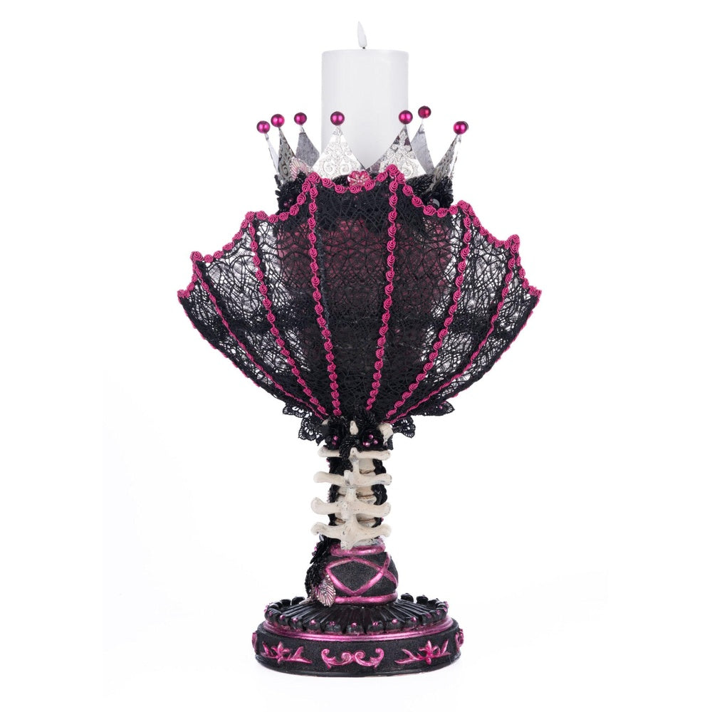 Pink Passion Skull Pillar Candle Holder by Katherine's Collection  2