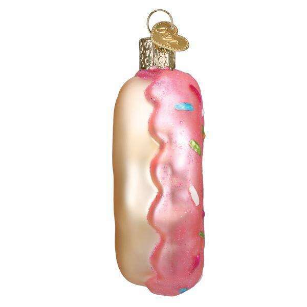 Old World Christmas Pink Sprinkles Donut Blown Glass Ornament