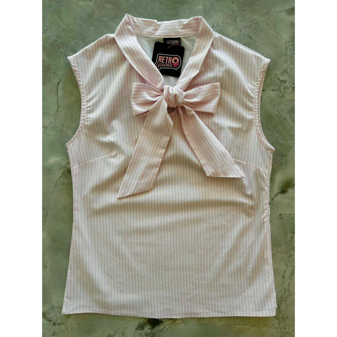Pink Striped Bow Top