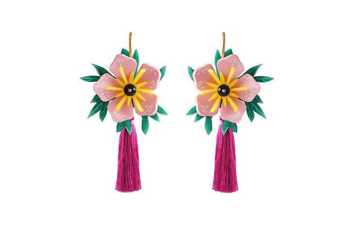 Pink Tropical Flower Earrings by Laliblue - Quirks!