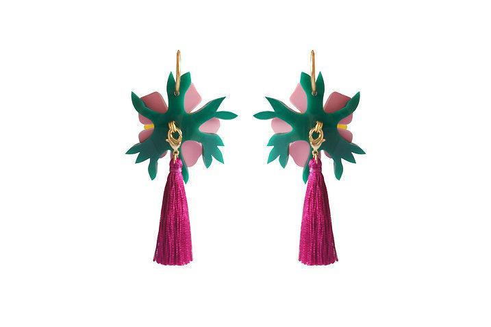 Pink Tropical Flower Earrings by Laliblue - Quirks!