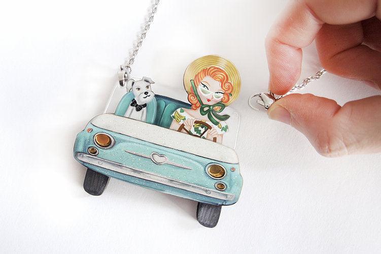 Pinup Car Ride Convertible Brooch & Necklace by Laliblue - Quirks!