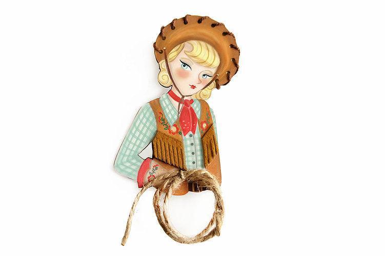 Pinup Cowgirl Western Brooch by Laliblue - Quirks!