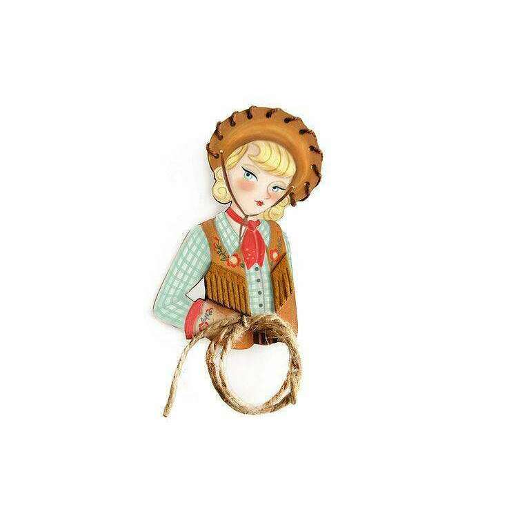 Pinup Cowgirl Western Brooch by Laliblue - Quirks!