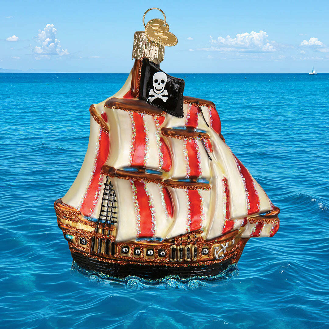 Old World Christmas Pirate Ship Blown Glass Ornament