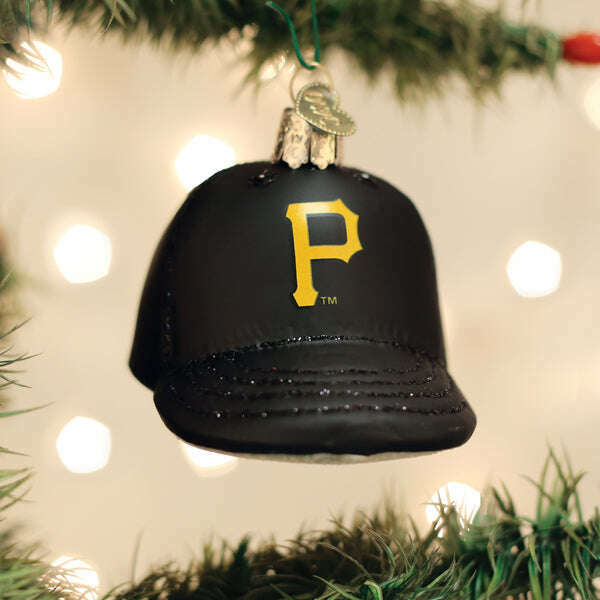 Old World Christmas Pittsburgh Pirates Baseball Cap Blown Glass Ornament
