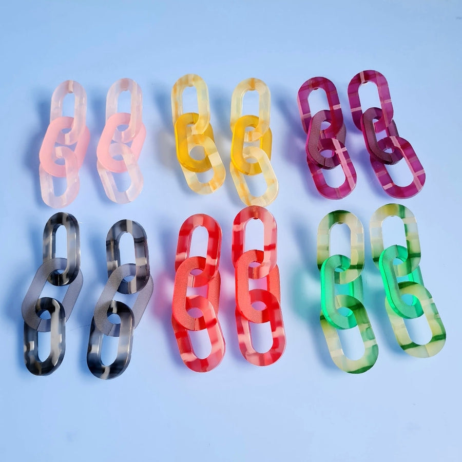 Plaid Chunky Link Earrings by Cherryloco Jewellery