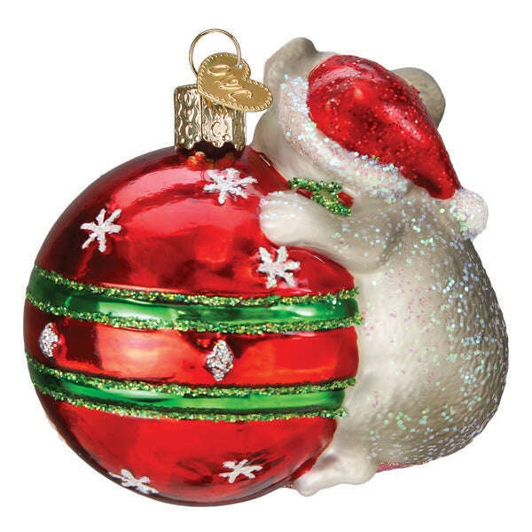 Old World Christmas Playful Christmas Mouse Blown Glass Ornament