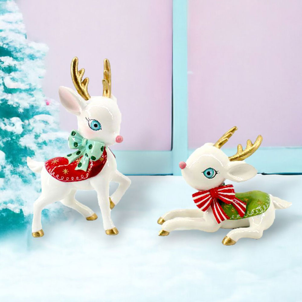 Set of 2 Vintage-Inspired Ceramic Deer by December Diamonds