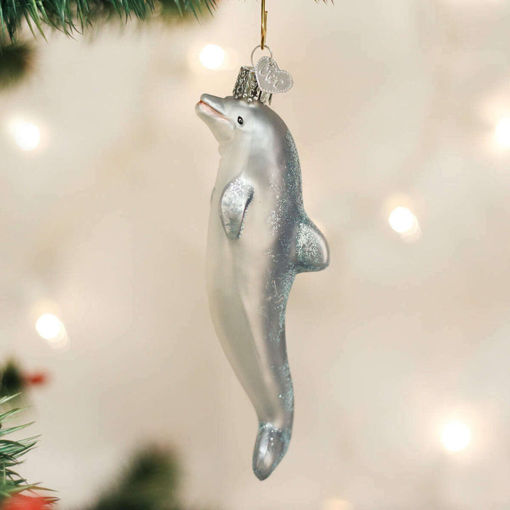 Old World Christmas Playful Dolphin Blown Glass Ornament