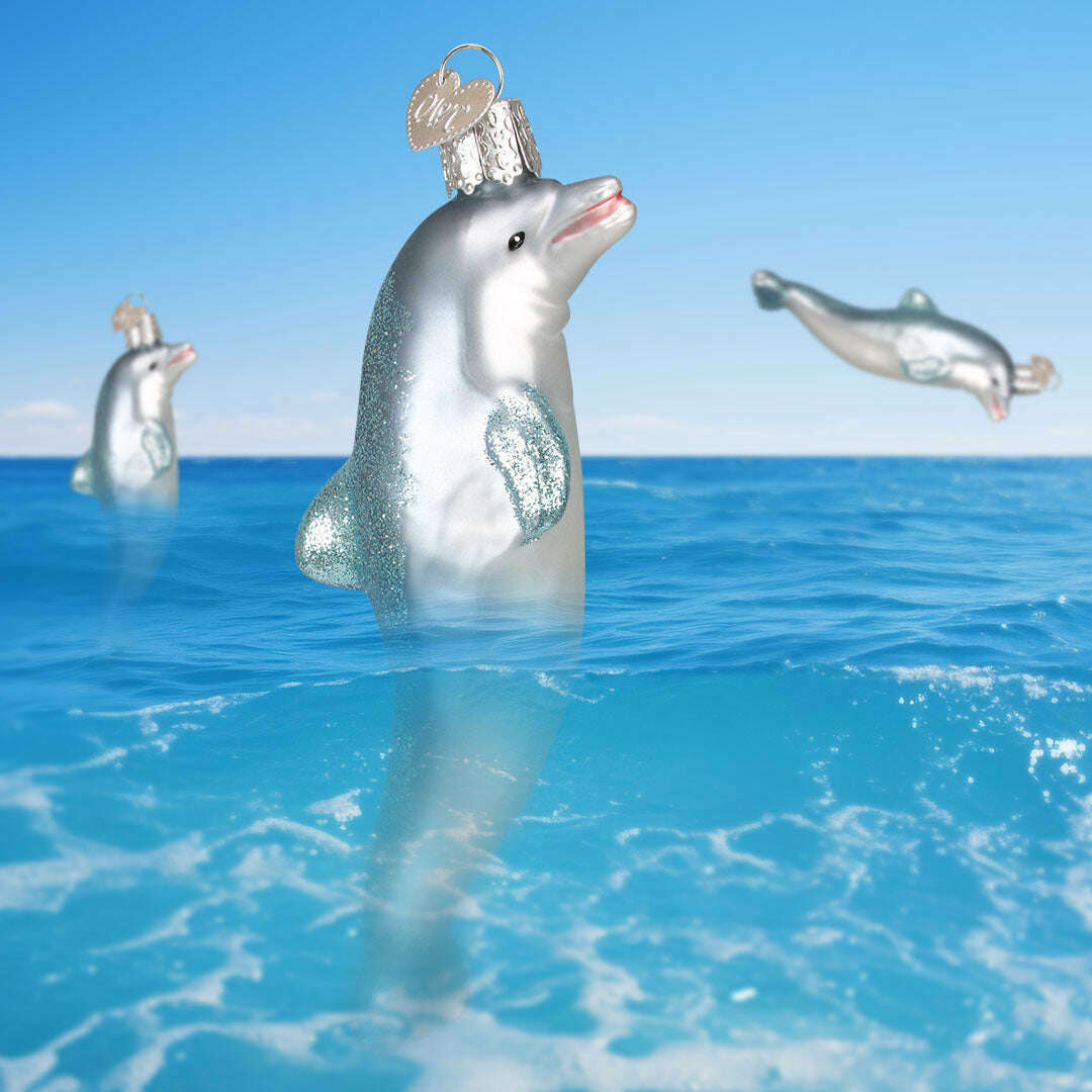 Old World Christmas Playful Dolphin Blown Glass Ornament