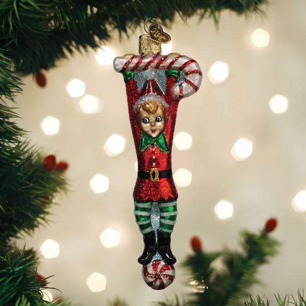 Old World Christmas Playful Elf Blown Glass Ornament