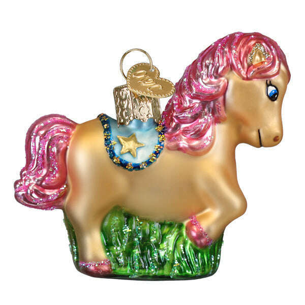Old World Christmas Playful Pony Blown Glass Ornament