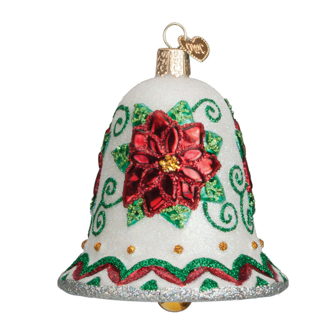 Old World Christmas Poinsettia Bell Blown Glass Ornament