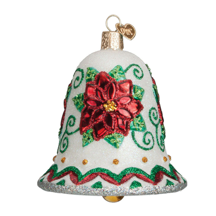 Old World Christmas Poinsettia Bell Blown Glass Ornament